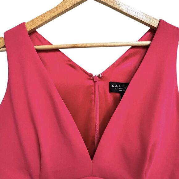 Laundry by Shelli Segal Womens Evening Gown Sz 8 Pink Sleeveless Cutout Stretch - Picture 4 of 16